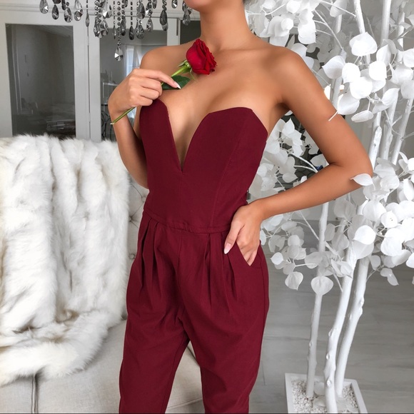 Burgundy Jumpsuit - Picture 1 of 5
